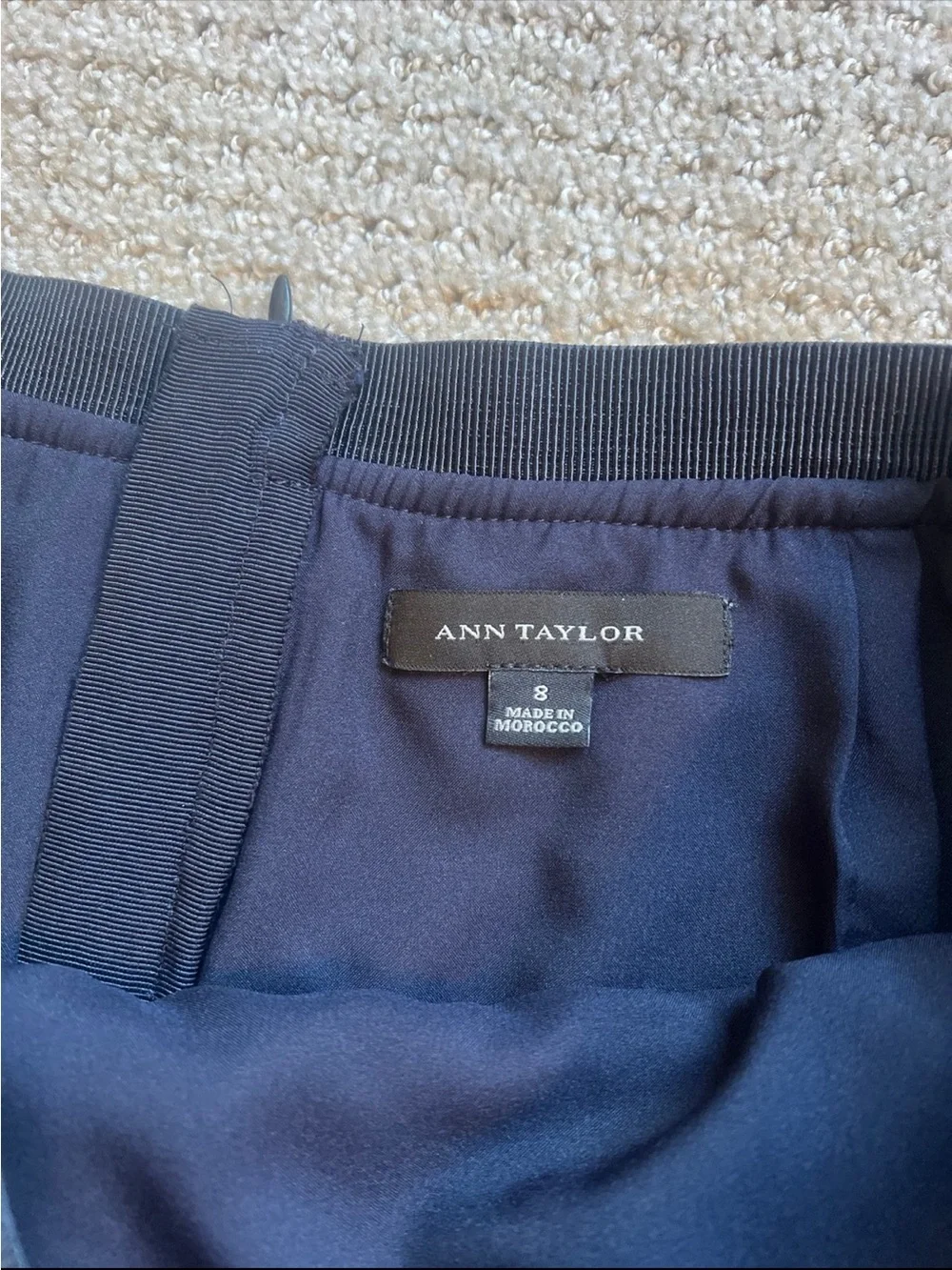 Ann Taylor Navy and White Chevron A-Line Skirt